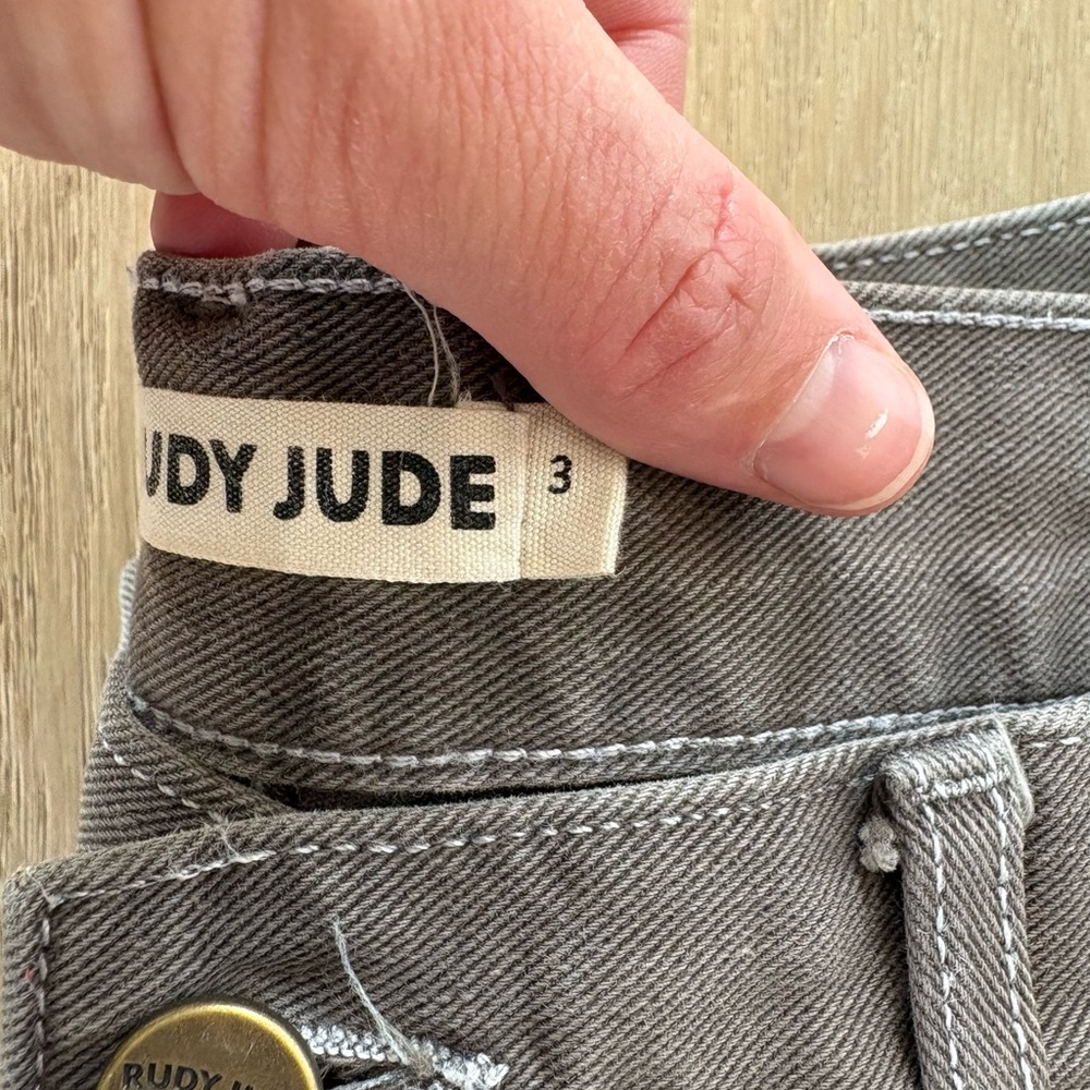 Rudy Jude Taupe Gray Denim Cutoff Shorts